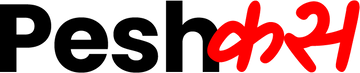 Logo with 'Peshkas' text, where 'Pesh' is in black and 'kas is in red.