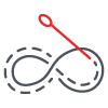 Infinity symbol with a red line crossing it